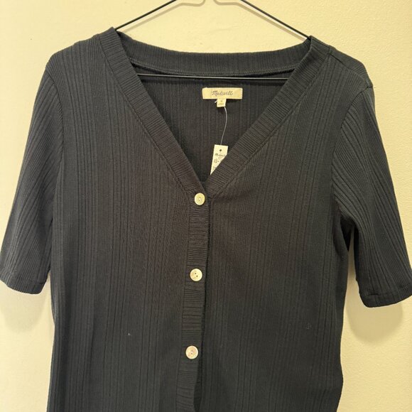MADEWELL | NWT | Black Short Sleeve Cardigan Sweater Tank Set | Size M - Picture 4 of 5